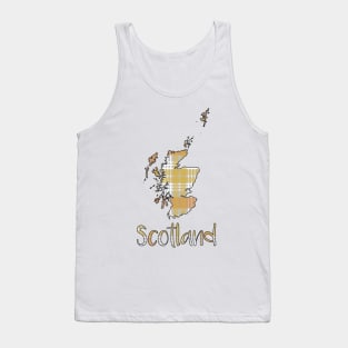 Scotland Metallic Tone Christmas Tartan Map Typography Design Tank Top